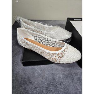 CLOVERLAY Women's Ballet Shoe Floral Breathable Crochet Lace Flats 11M